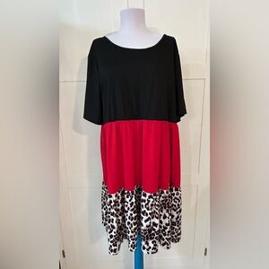 Black Red and Leopard Dress 2XL